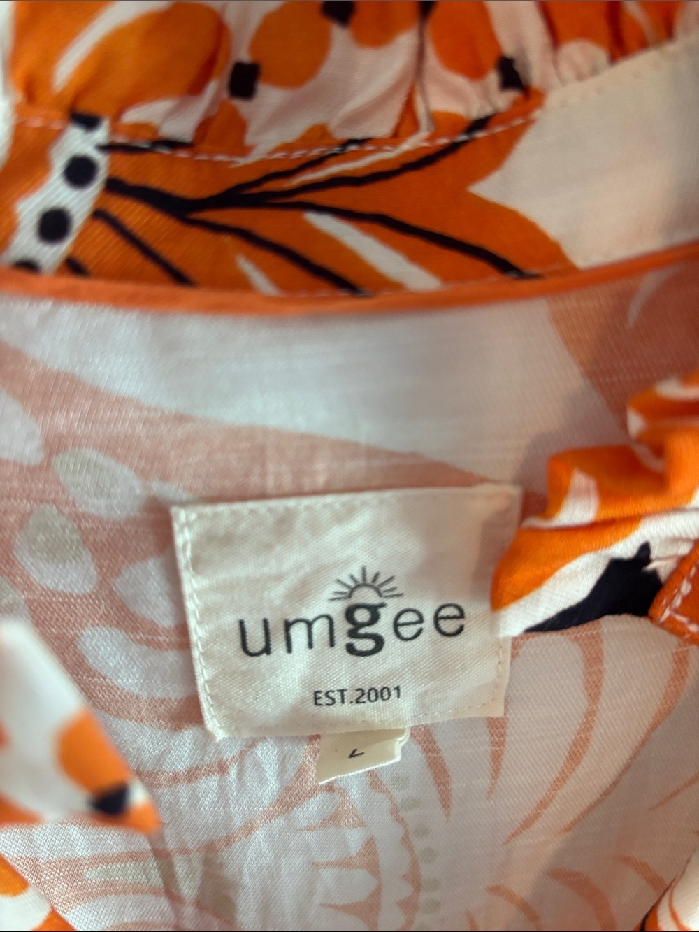 Umgee Orange & Cream Floral Ruffled Mini Dress - Picture 2 of 7